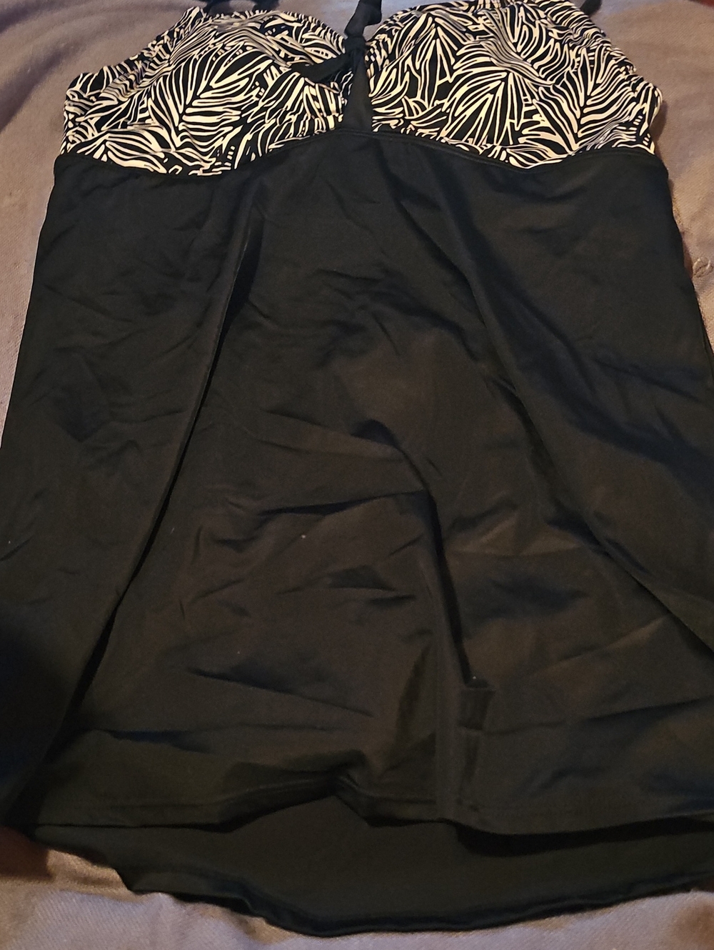 Black Swimdress with White Zebra Print Bust
